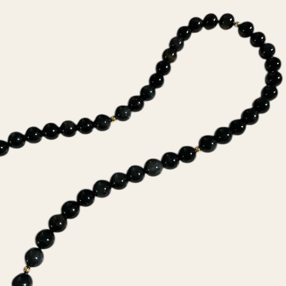 Sort obsidianhalskæde med 10 mm perler