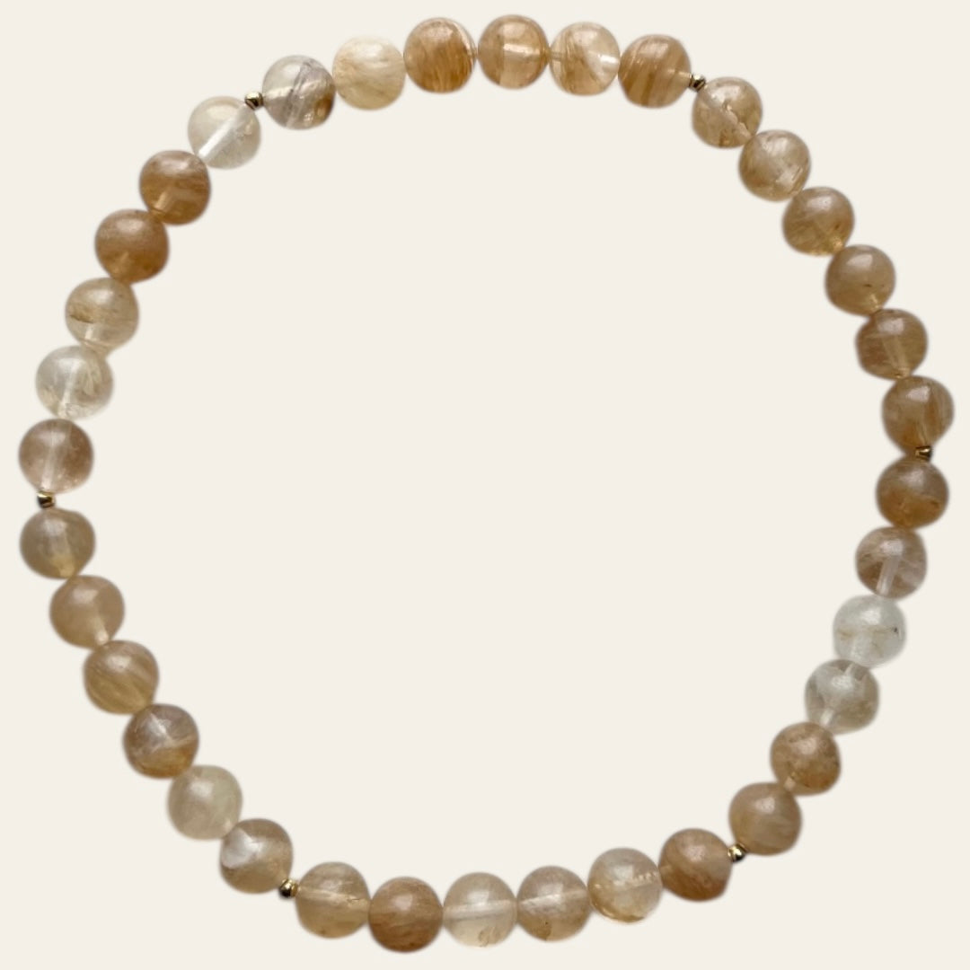Citrinhalskæde med 12 mm perler og 18 kt guld