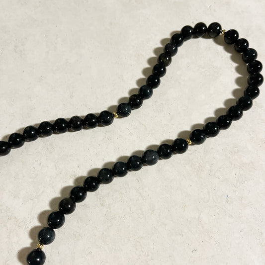 Sort obsidianhalskæde med 10 mm perler