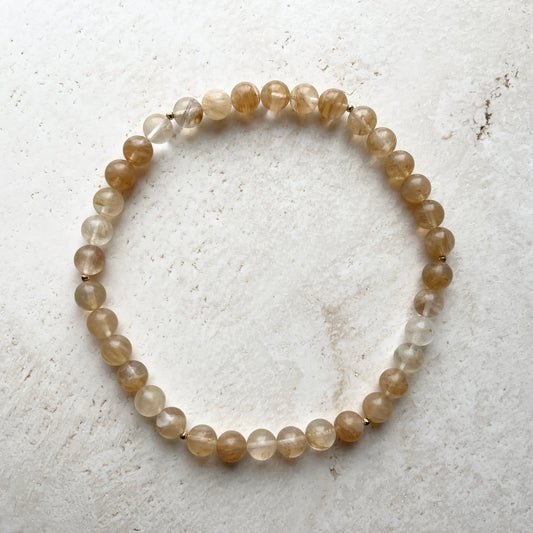 Citrinhalskæde med 12 mm perler og 18 kt guld